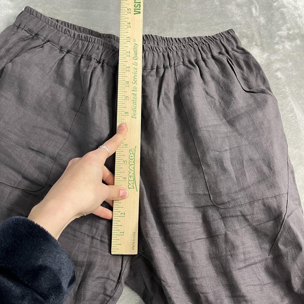IXIMO Pants Womens XL Gray Linen Ankle Tapered Elastic Waist Pockets Lagenlook - Picture 12 of 13